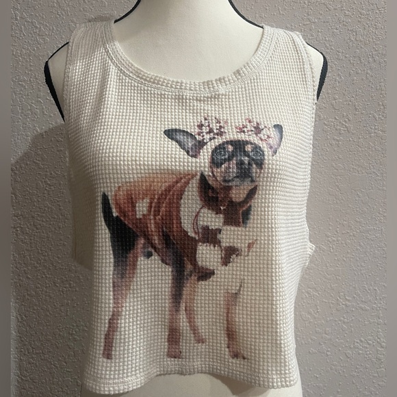 OFFLINE BY AERIE Wow Waffle Knit Chihuahua Tank Top Size Large New With Tags - Picture 3 of 9